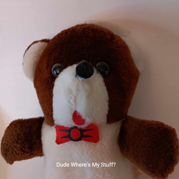 VINTAGE SHALOM TOY COMPANY 10" BOW-TIE TEDDY BEAR PLUSH TOY - Picture 4 of 5